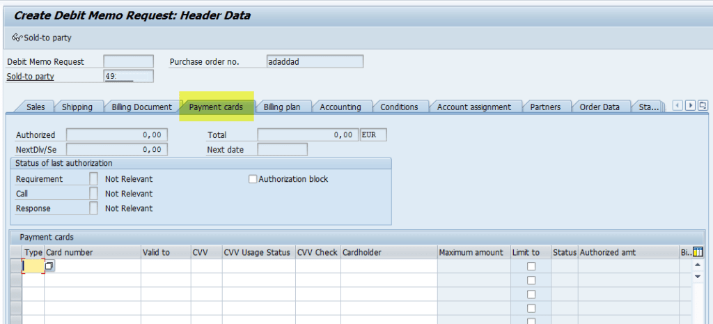 How to activate Payment Card tab in Sales Order Transaction SAPCODES