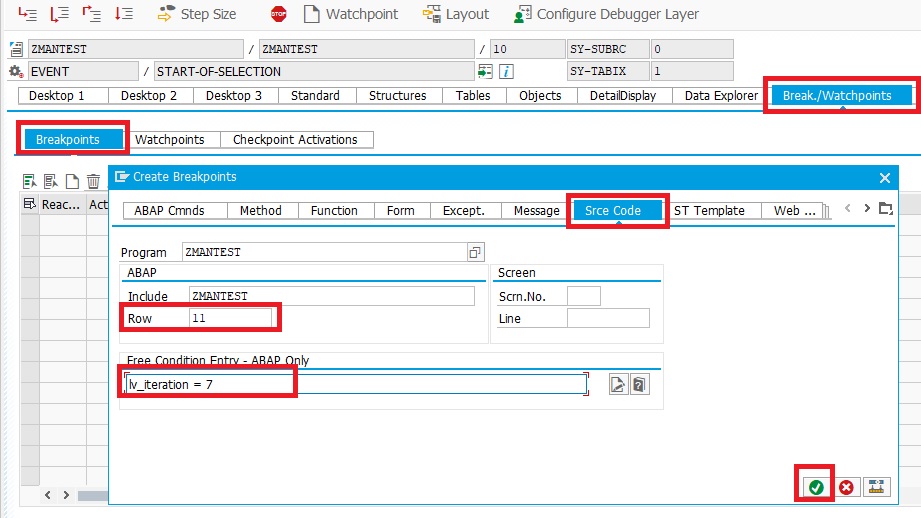 Conditional Breakpoint in SAP ABAP SAPCODES