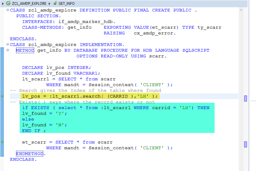 HANA SQL Internal Table with Operations SAPCODES