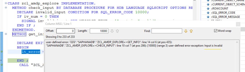 HANA SQL Signal & Resignal SAPCODES