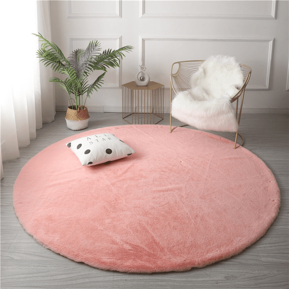 Pink Round Shape Soft 120cm Fur Rug