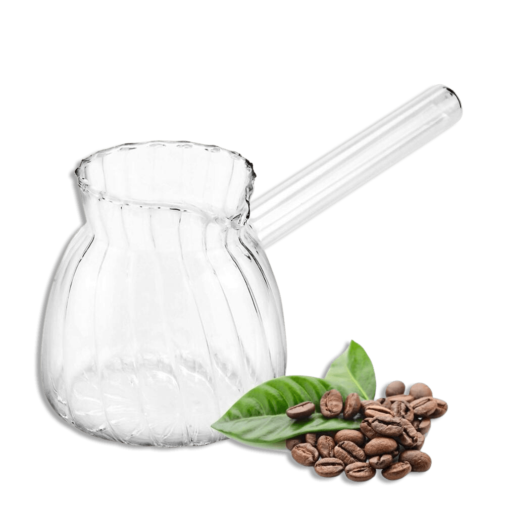 Round Ribbed Glass 400ml Coffee Pot