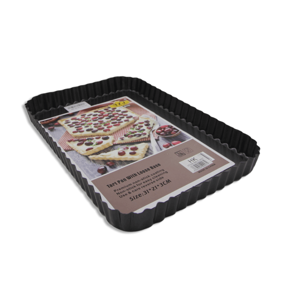Black Rectangular Shaped Ribbed Tart Pan