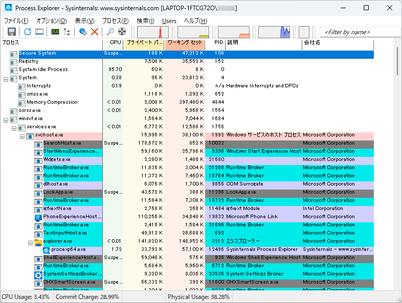 Process Explorer のダウンロード・使い方 フリーソフト100