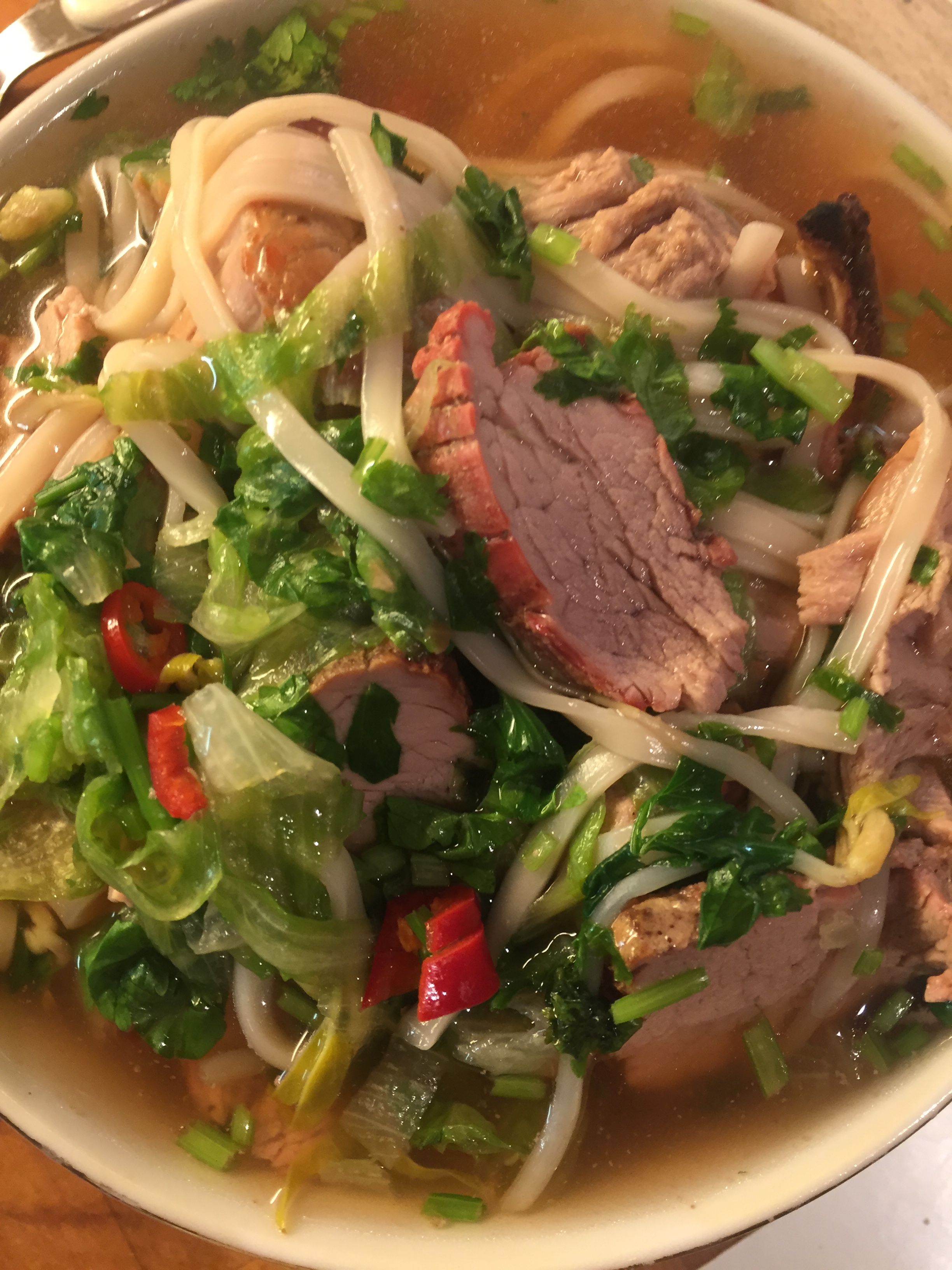 Noodle Soup with Thai Red Roast Pork freespiritfood