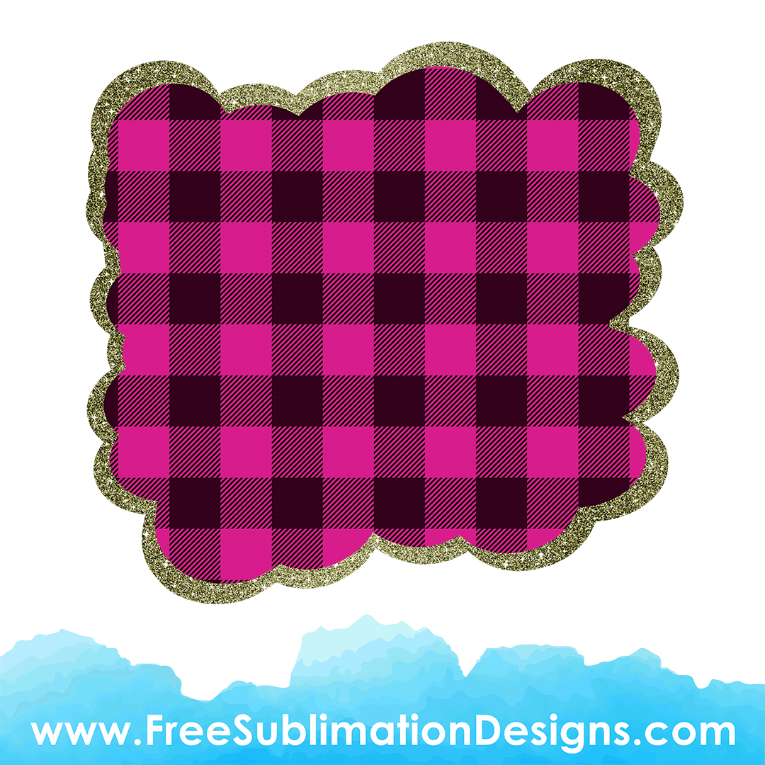 Free Sublimation Print Pink Tartan Cloud Glitter Background PNG File