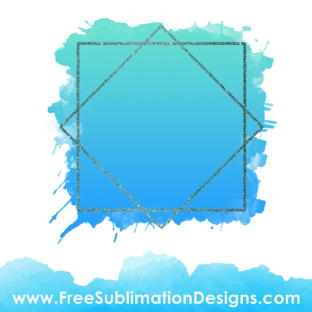Free Sublimation Print Blue Glitter Diamond Watercolor Background PNG