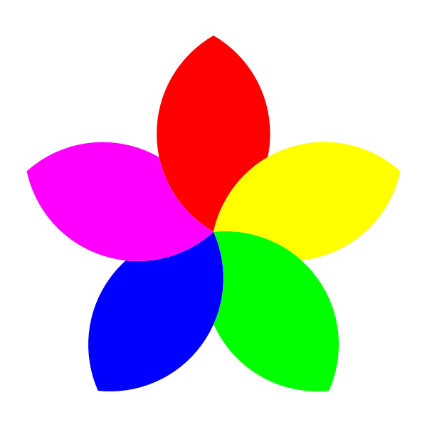 Colorful 5 petal flower vector image | Free SVG