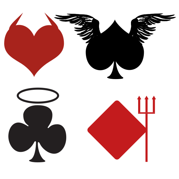 Playing card signs angelic and devilish vector illustration Free SVG