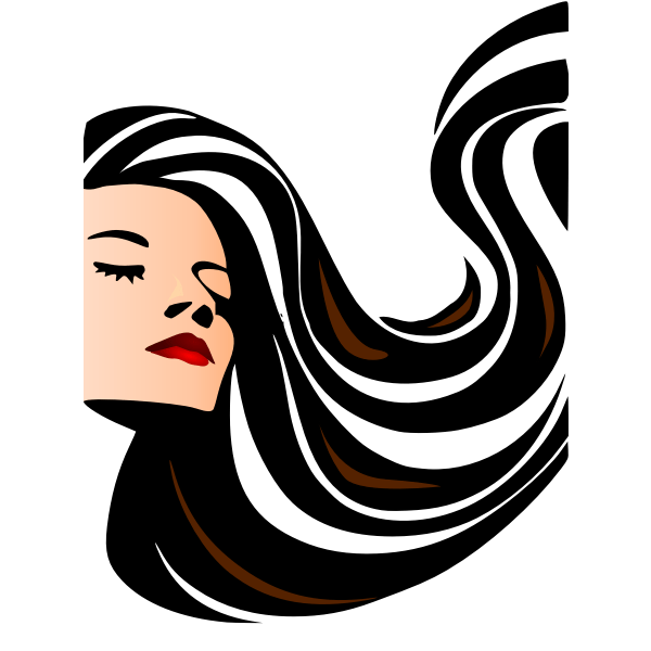 Vector illustration of beautiful woman with long wavy hair Free SVG