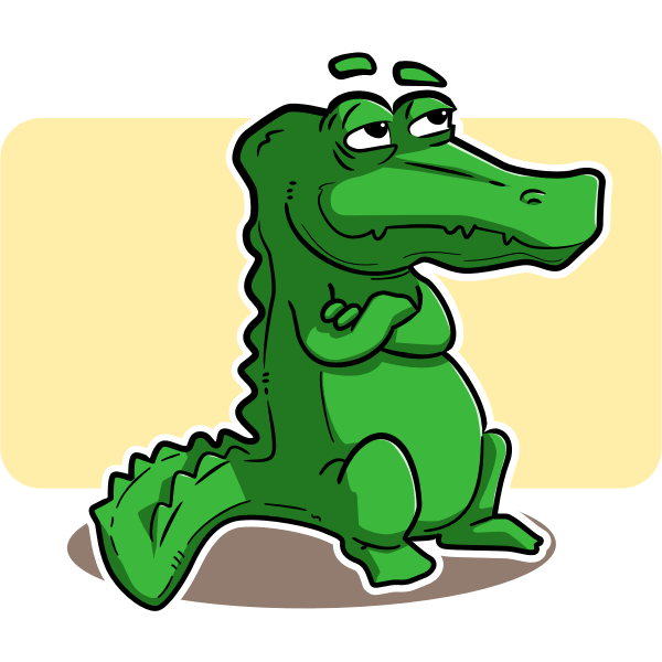 Vector image of bored green alligator Free SVG