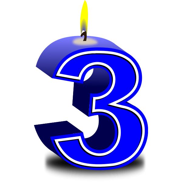 birthday candle 3 blue Free SVG