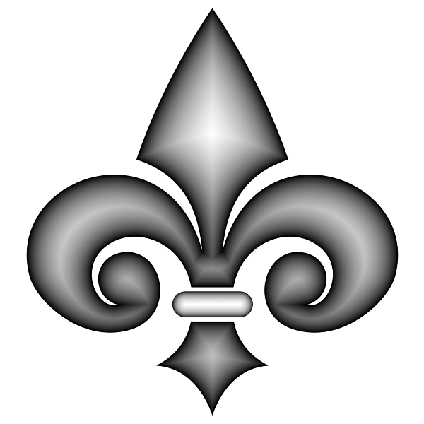 Fleur De Lis 3D Grayscale Free SVG