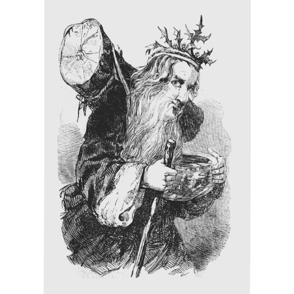 Yule Log and Father Christmas Free SVG