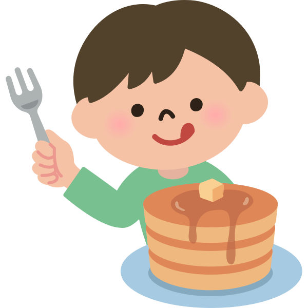 Boy eating pancakes Free SVG