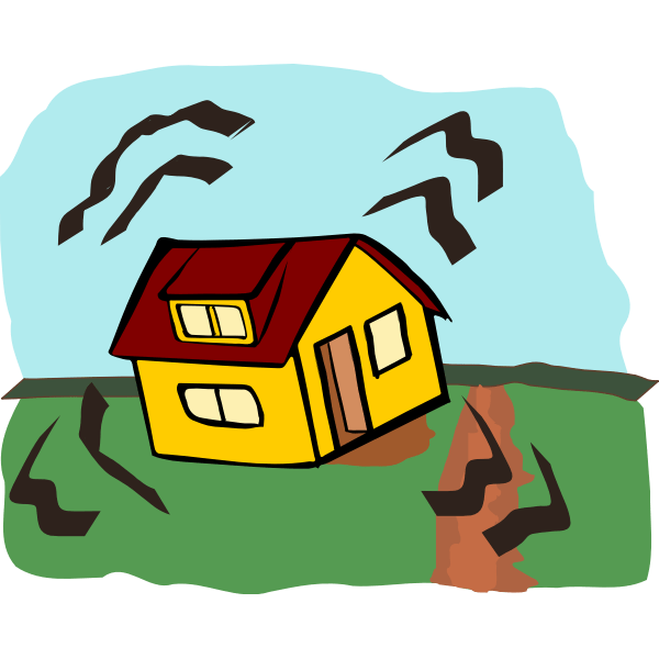Earthquake House Clipart With Trees