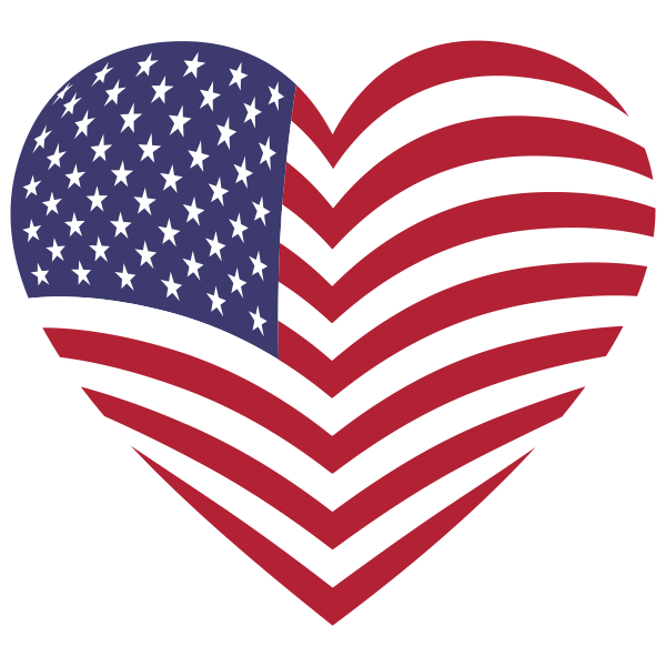 3D America Heart Flag Free SVG