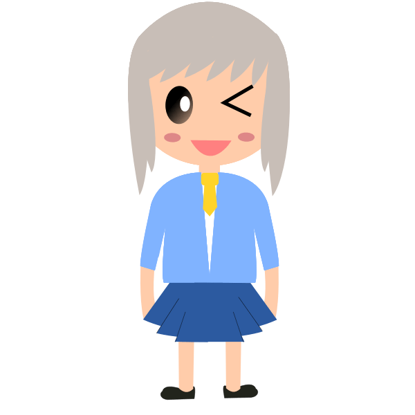 Cartoon girl with grey hair vector drawing Free SVG