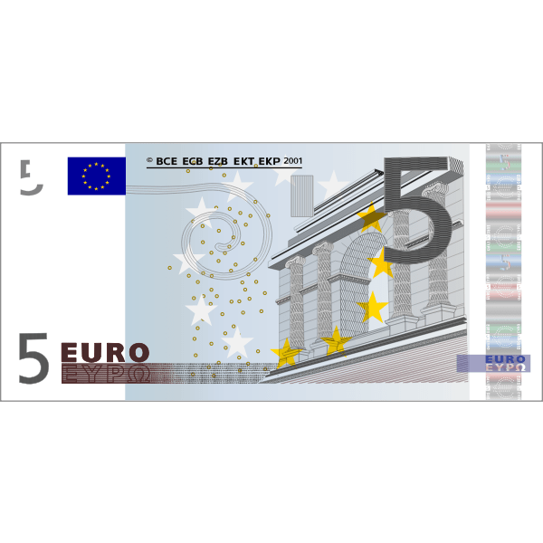 Vector image of 5 Euro banknote | Free SVG