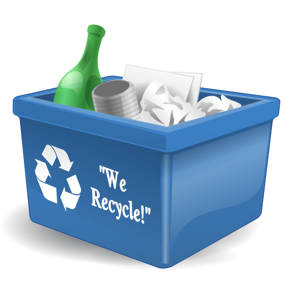 Photorealistic recycling bin full of waste vector graphics Free SVG