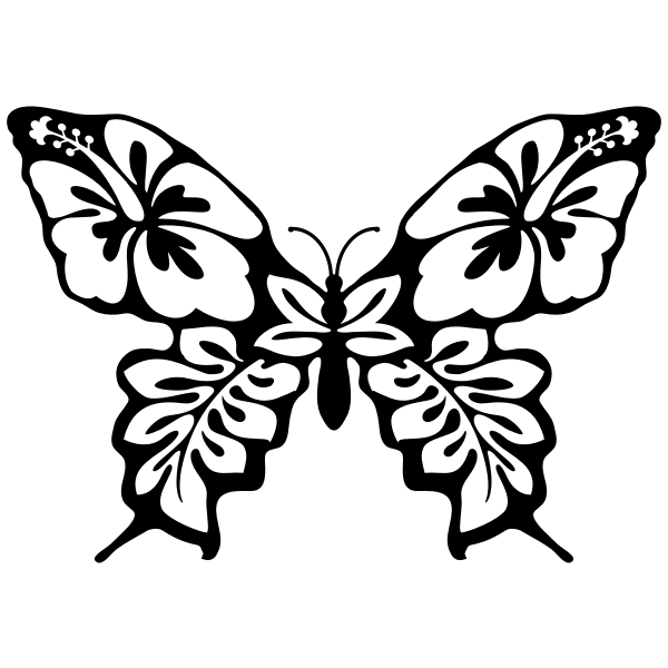 Butterfly flower line art Free SVG