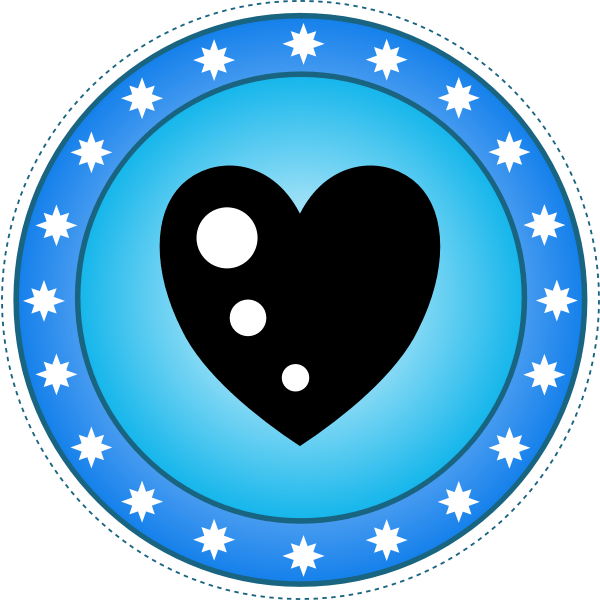 Blue heart badge vector drawing Free SVG