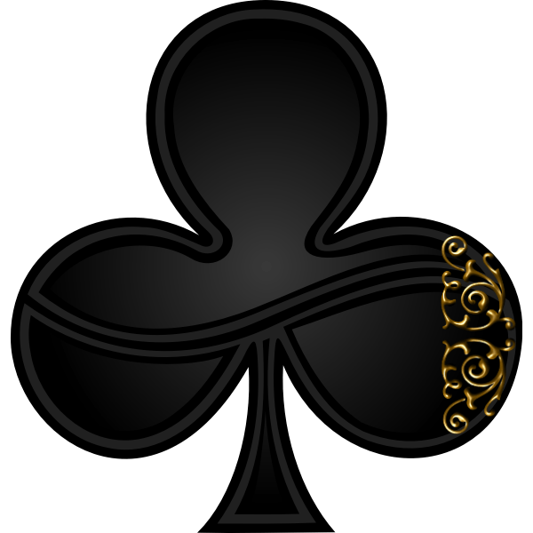 Vector image of clover sign for gambling card rounded spiral decoration