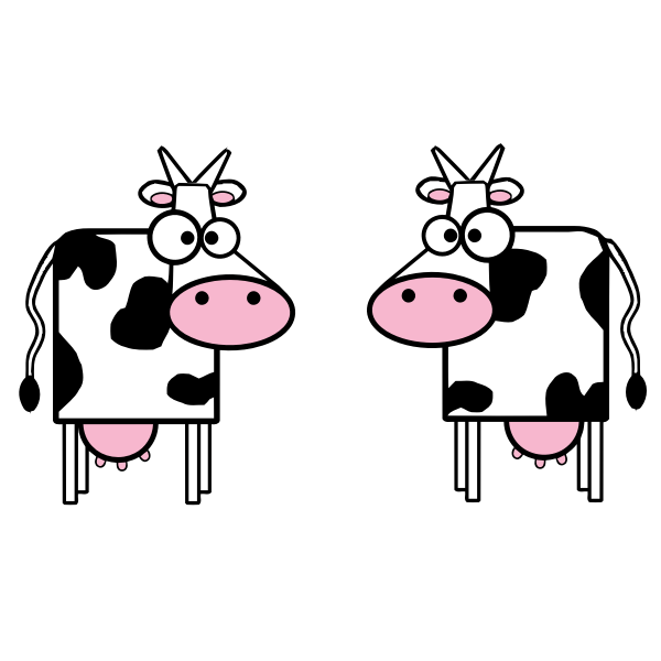 Two cows vector drawing Free SVG