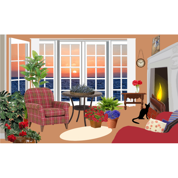 Classic apartment with sunset view Free SVG