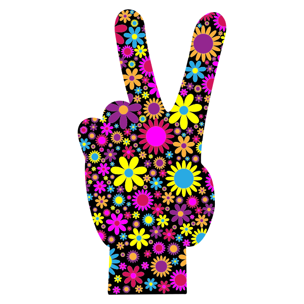 Floral Peace Hand Sign Free SVG