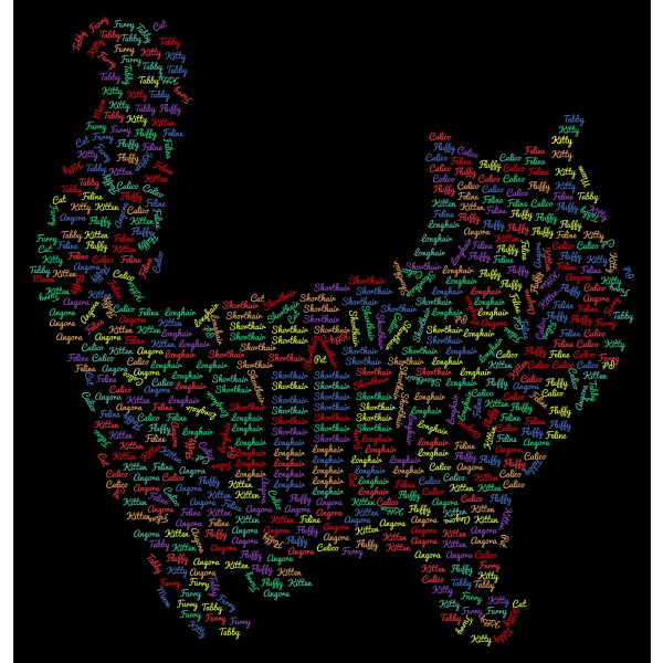 Fluffy Cat Word Cloud Free SVG