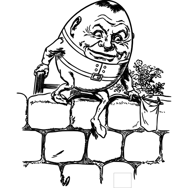 Vector drawing of humpty dumpty jumps the fence Free SVG