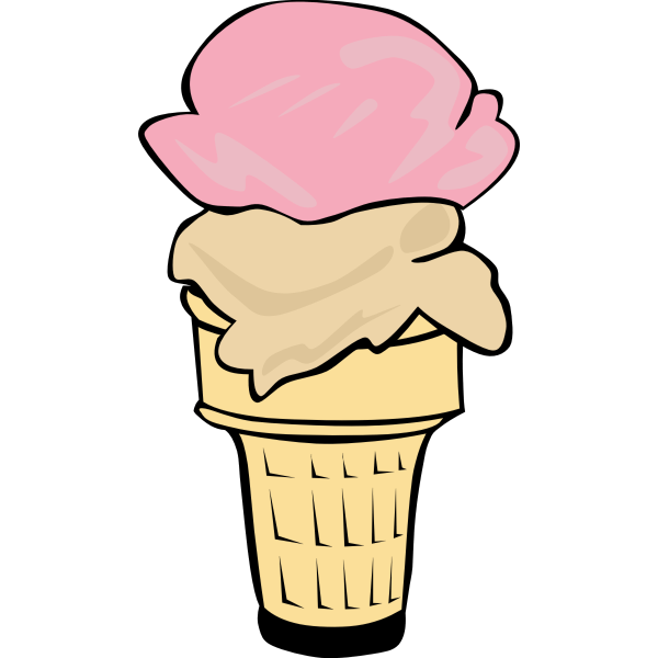Color vector illustration of two ice cream scoops in a halfcone Free SVG