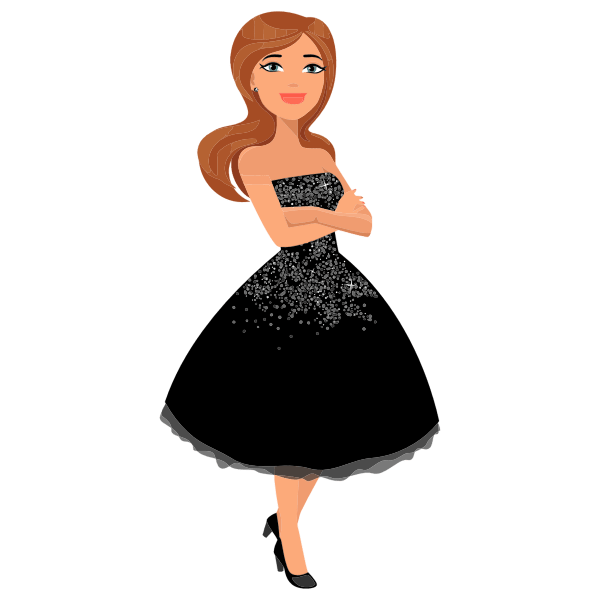 Girl In Shiny Dress Free SVG