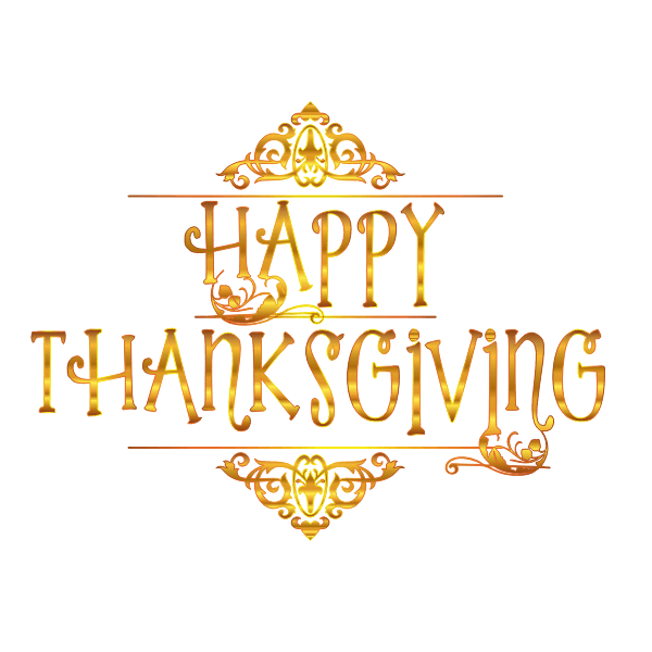 Gold Happy Thanksgiving Typography Variation 2 No Background Free SVG
