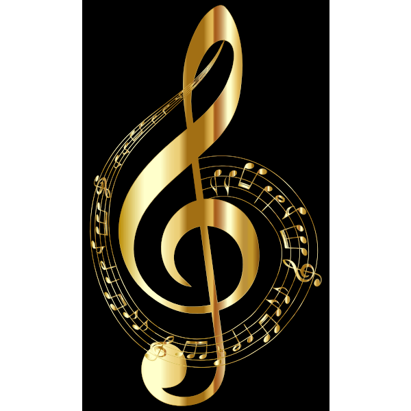Gold Musical Notes Typography Free SVG