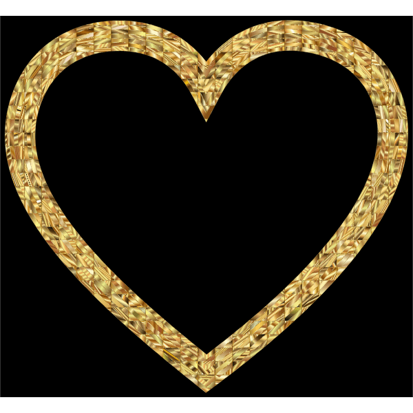Golden Heart 2 With Black Background Free SVG
