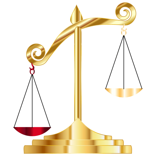 Golden disbalanced scale. Free SVG