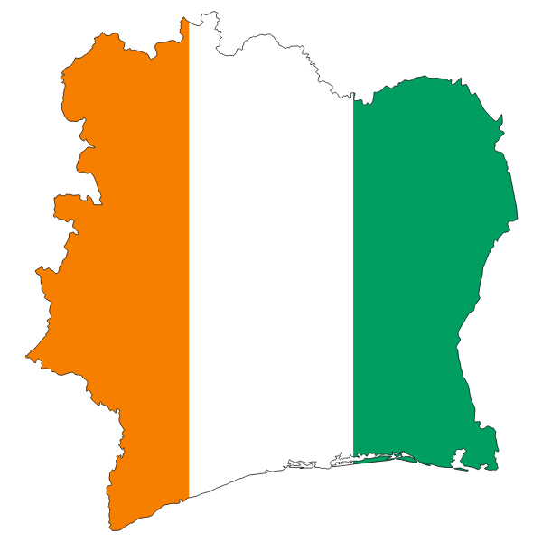 Ivory Coast Flag Map With Stroke Free SVG