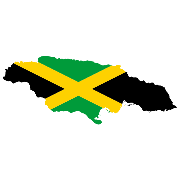 Jamaica's map with flag Free SVG