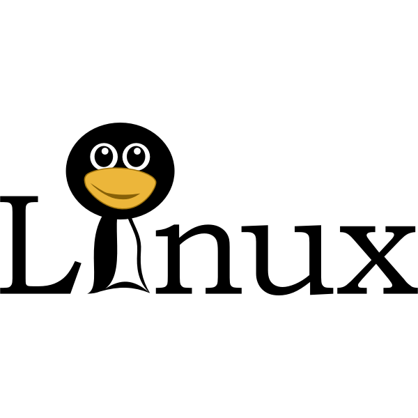 Linux text with funny tux face vector image Free SVG