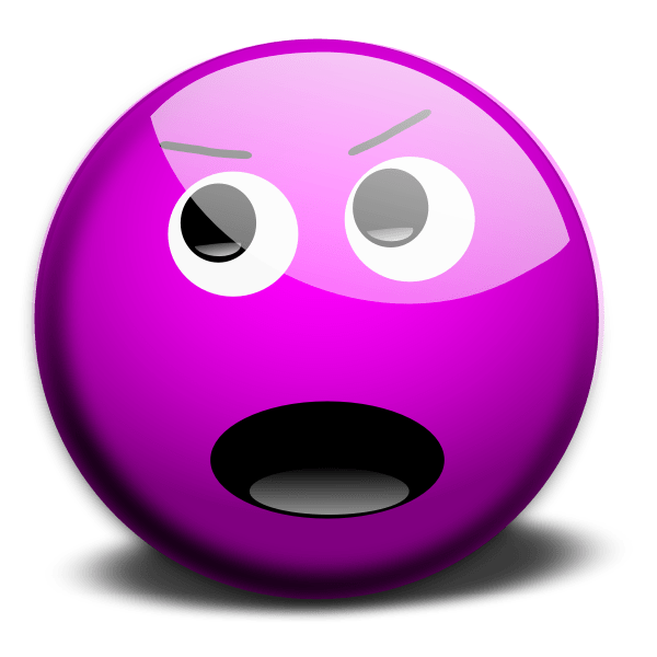 Vector drawing of purple angry smiley Free SVG