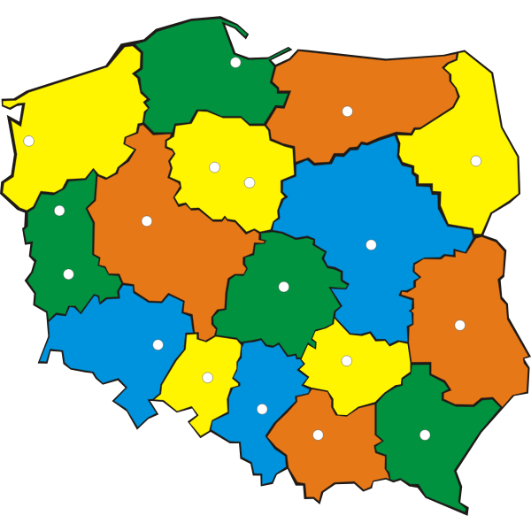 Map of Poland with administrative regions Free SVG