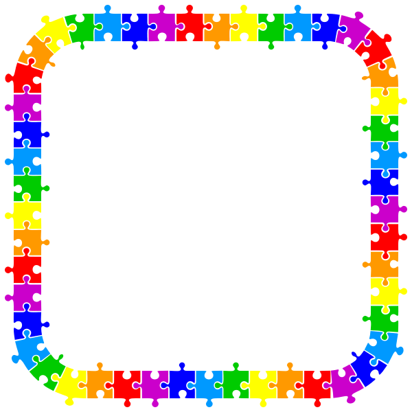 Colorful puzzle pieces frame Free SVG