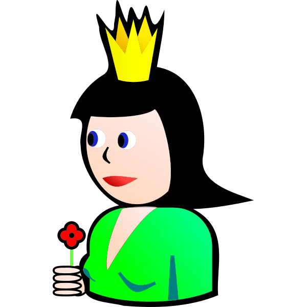 Queen of Clubs cartoon vector drawing Free SVG