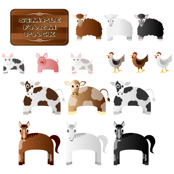 Simple Farm Animals Vector Free SVG
