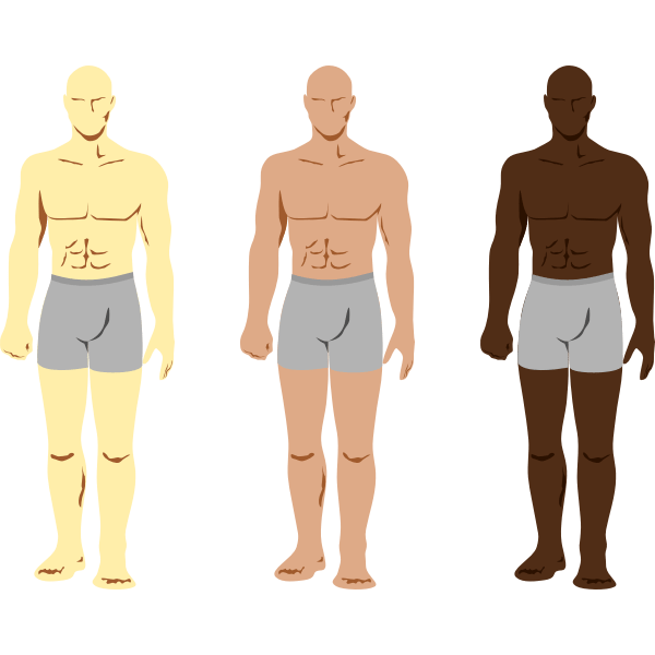 Vector drawing of three masculine men characters Free SVG