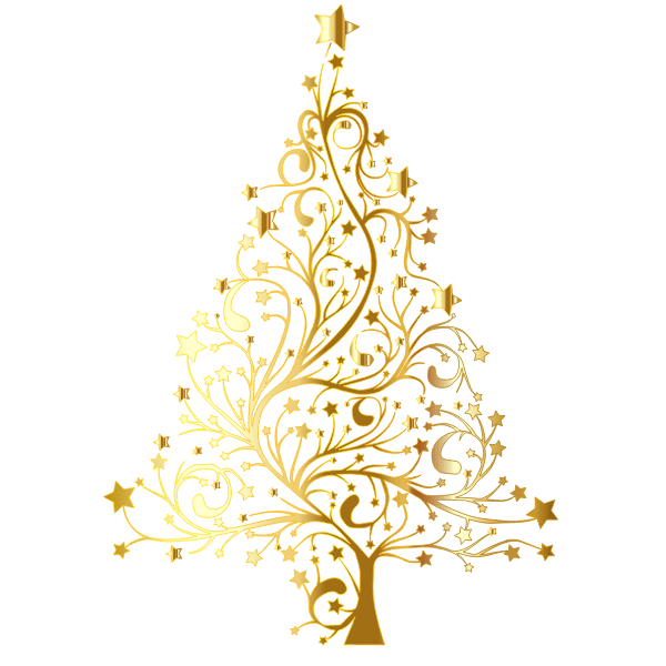 Starry Christmas Tree Gold No Background Free SVG
