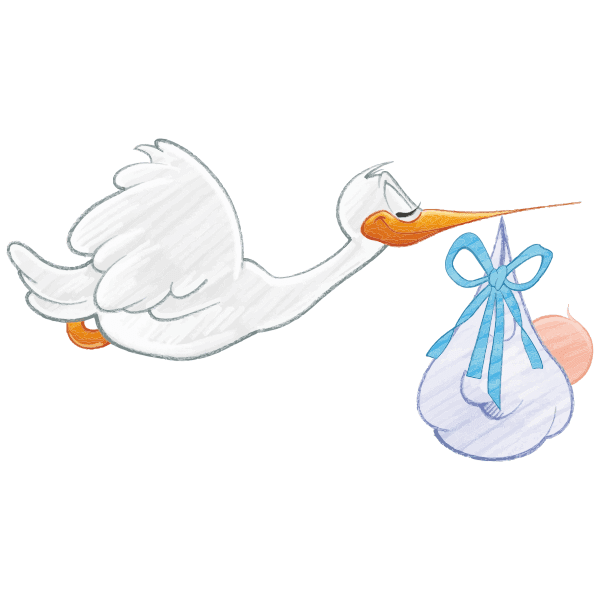 Stork Carrying Baby Boy Free SVG