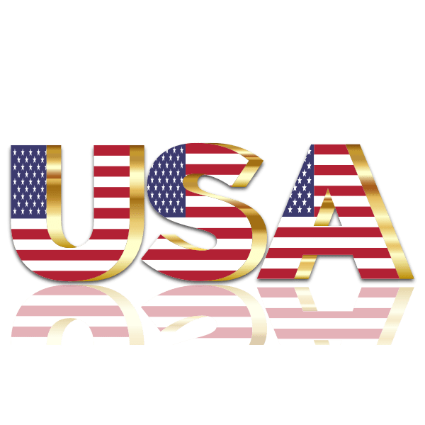 USA Flag Typography Gold With Reflection No Background Free SVG